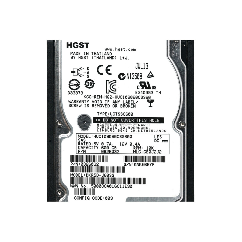 3282390-A HITACHI HDD 600GB 10K 2.5" SFF SAS HOT-SWAP FOR HITAHI HUSVM